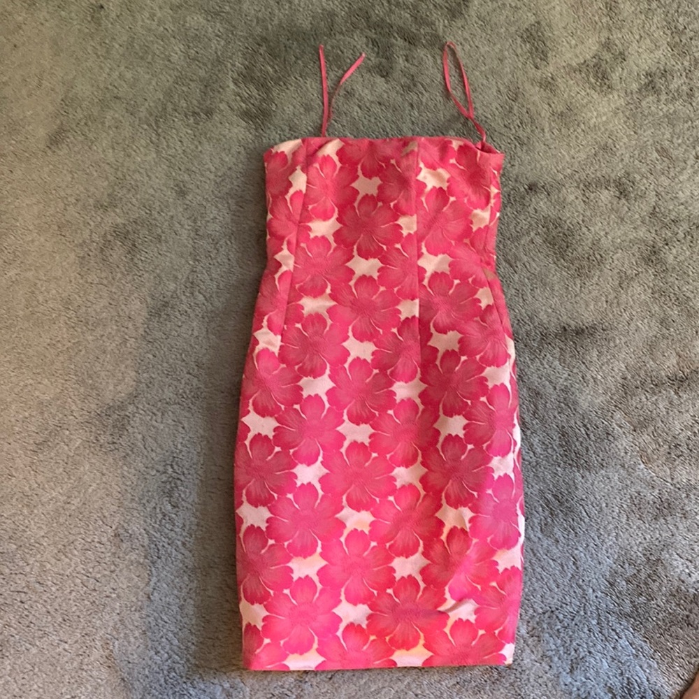 Pink Strapless Flower Dress